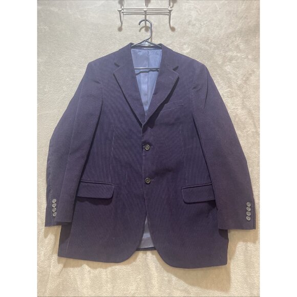 Lands End Royal Purple 100% WOOL Corduroy Blazer Sport Coat‎ Jacket Mens 41R - Picture 1 of 16